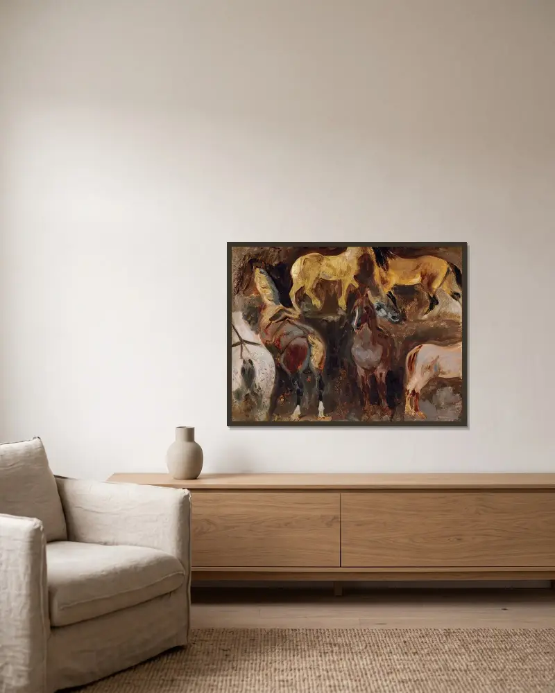Pferdestudie von Eugène Delacroix gerahmt an einer Wand
