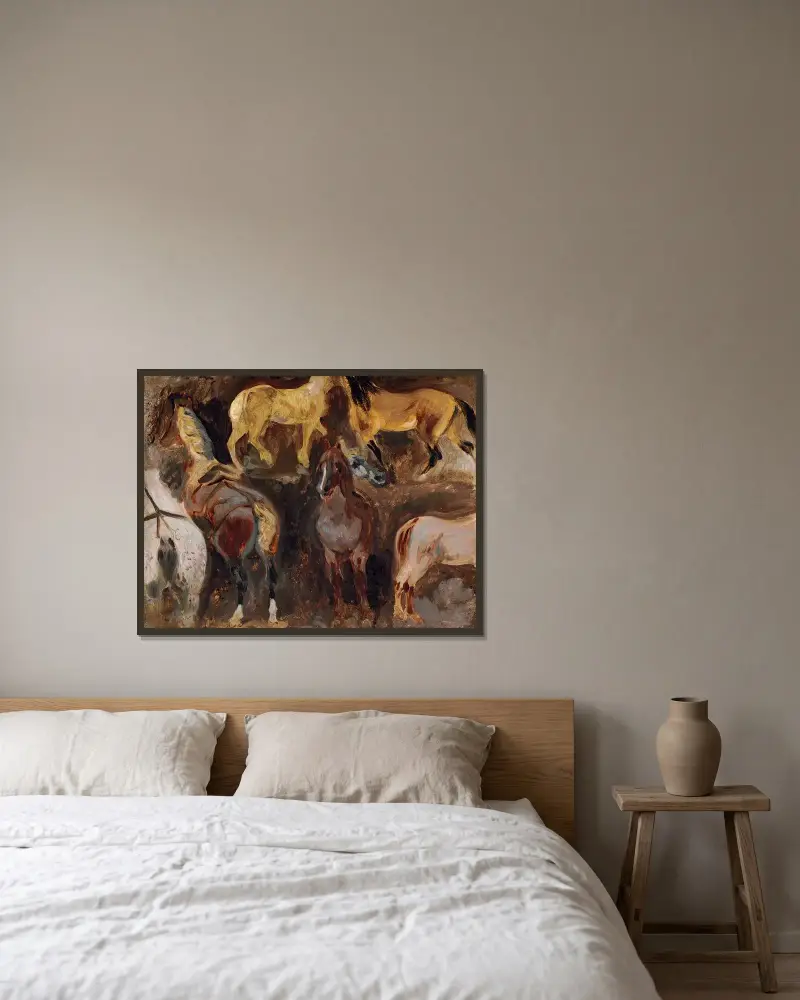 Pferdestudie von Eugène Delacroix gerahmt an einer Wand