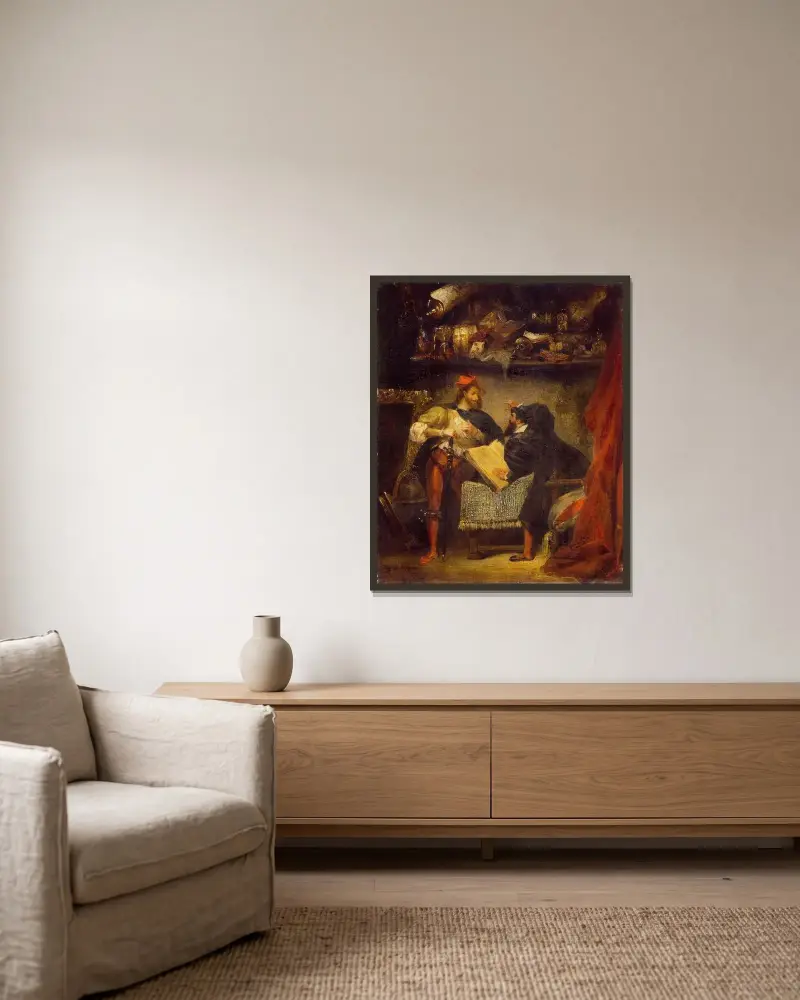 Faust a Mefistofeles, Eugène Delacroix v rámu na stěně