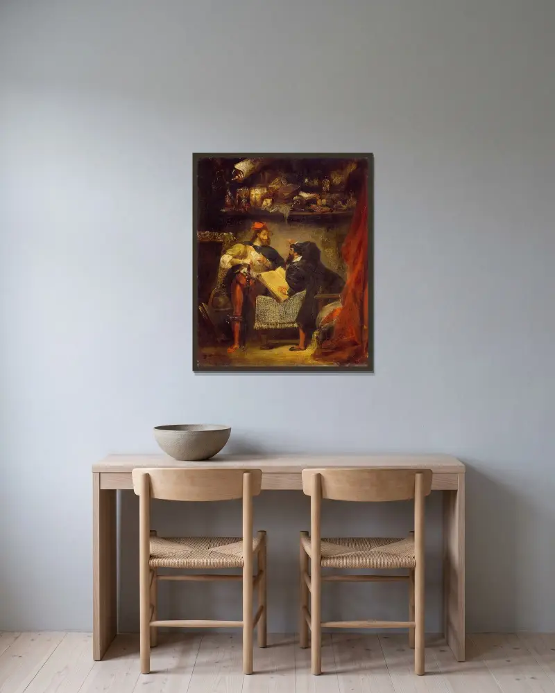 Faust a Mefistofeles, Eugène Delacroix v rámu na stěně
