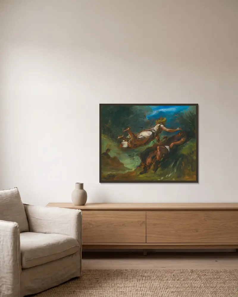 Hésiodos a múza, Eugène Delacroix v rámu na stěně