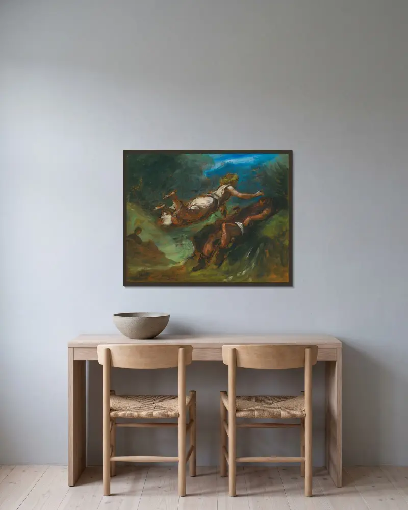 Hésiodos a múza, Eugène Delacroix v rámu na stěně