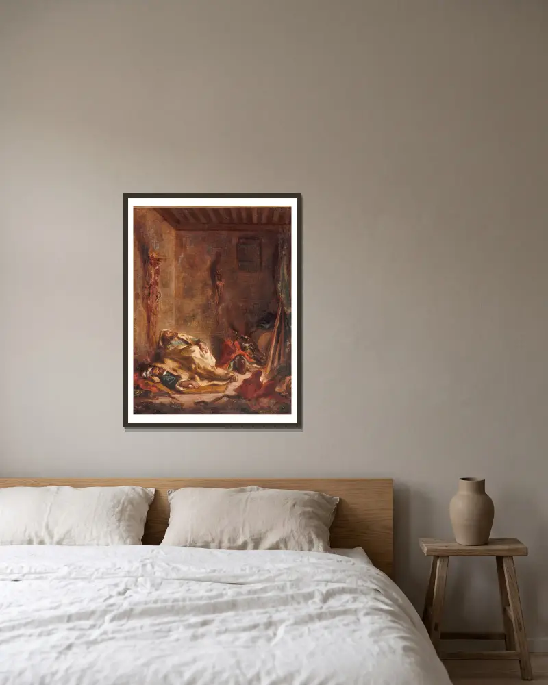 Le corps de garde à Meknès av Eugène Delacroix inramad på en vägg