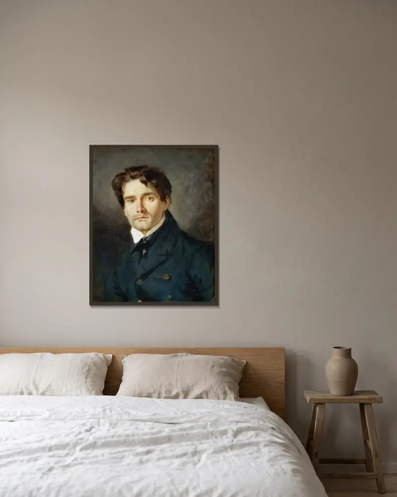 Porträt von Léon Riesener von Eugène Delacroix gerahmt an einer Wand