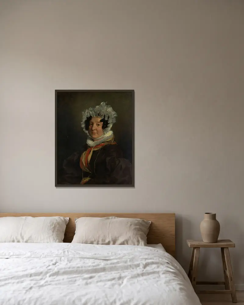 Madame Henri François Riesener (Félicité Longrois, 1786–1847) av Eugène Delacroix inramad på en vägg