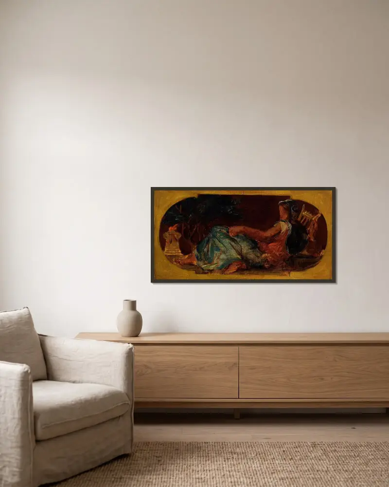 Minerva von Eugène Delacroix gerahmt an einer Wand