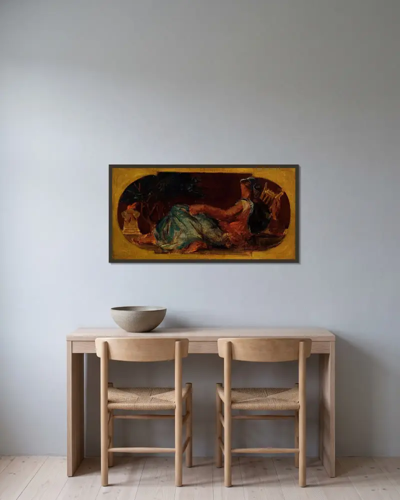 Minerva von Eugène Delacroix gerahmt an einer Wand