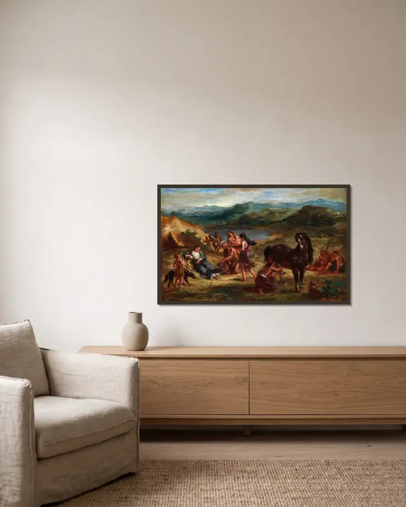 Ovid Among The Scythians av Eugène Delacroix inramad på en vägg