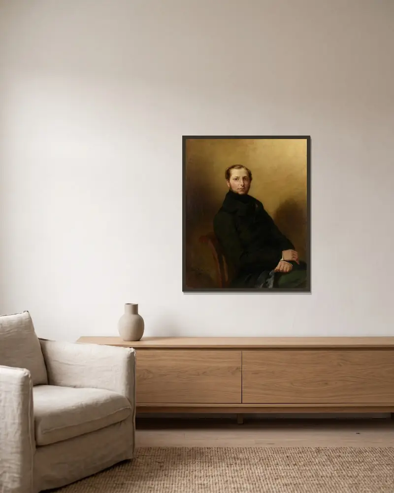 Portrait of Count Charles de Mornay av Eugène Delacroix inramad på en vägg