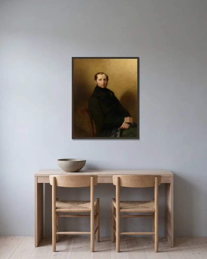 Portrait of Count Charles de Mornay av Eugène Delacroix inramad på en vägg