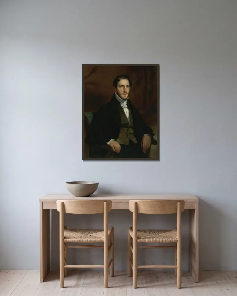 Portrait Of Félix Guillemardet av Eugène Delacroix inramad på en vägg