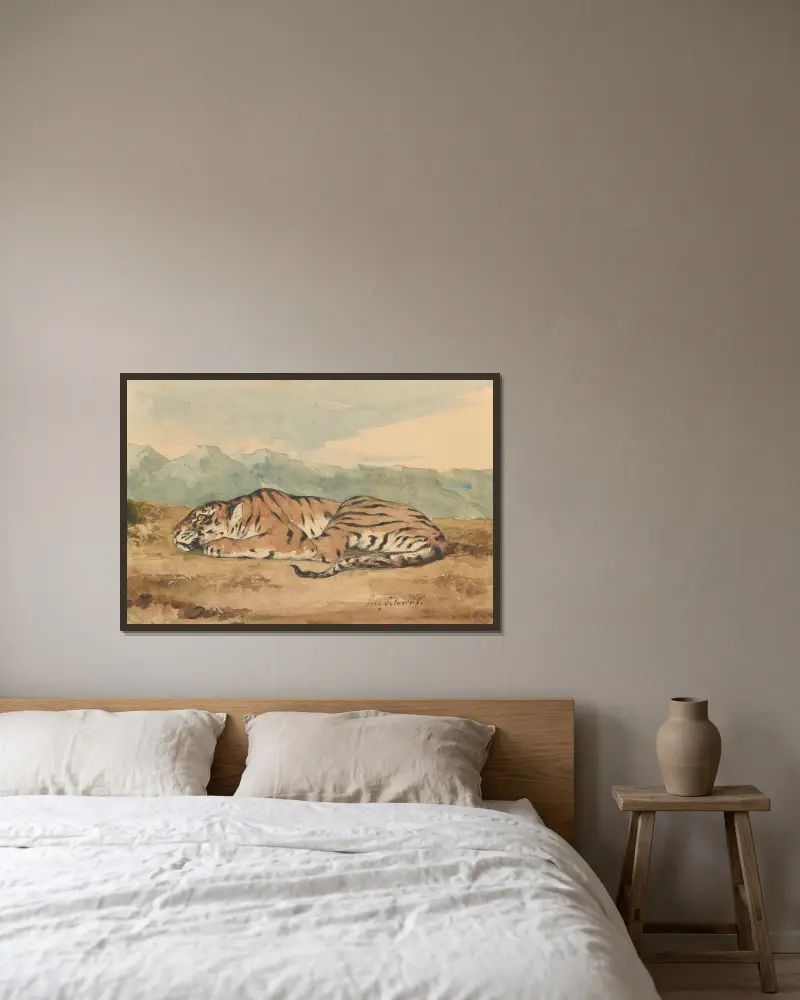 Königstiger – Nr. 1 von Eugène Delacroix gerahmt an einer Wand