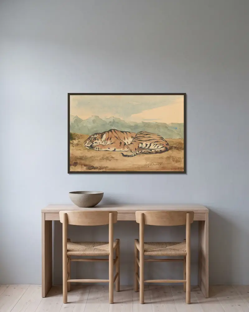 Königstiger – Nr. 1 von Eugène Delacroix gerahmt an einer Wand