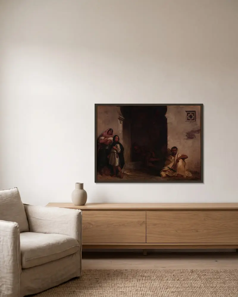 Straße in Meknes von Eugène Delacroix gerahmt an einer Wand