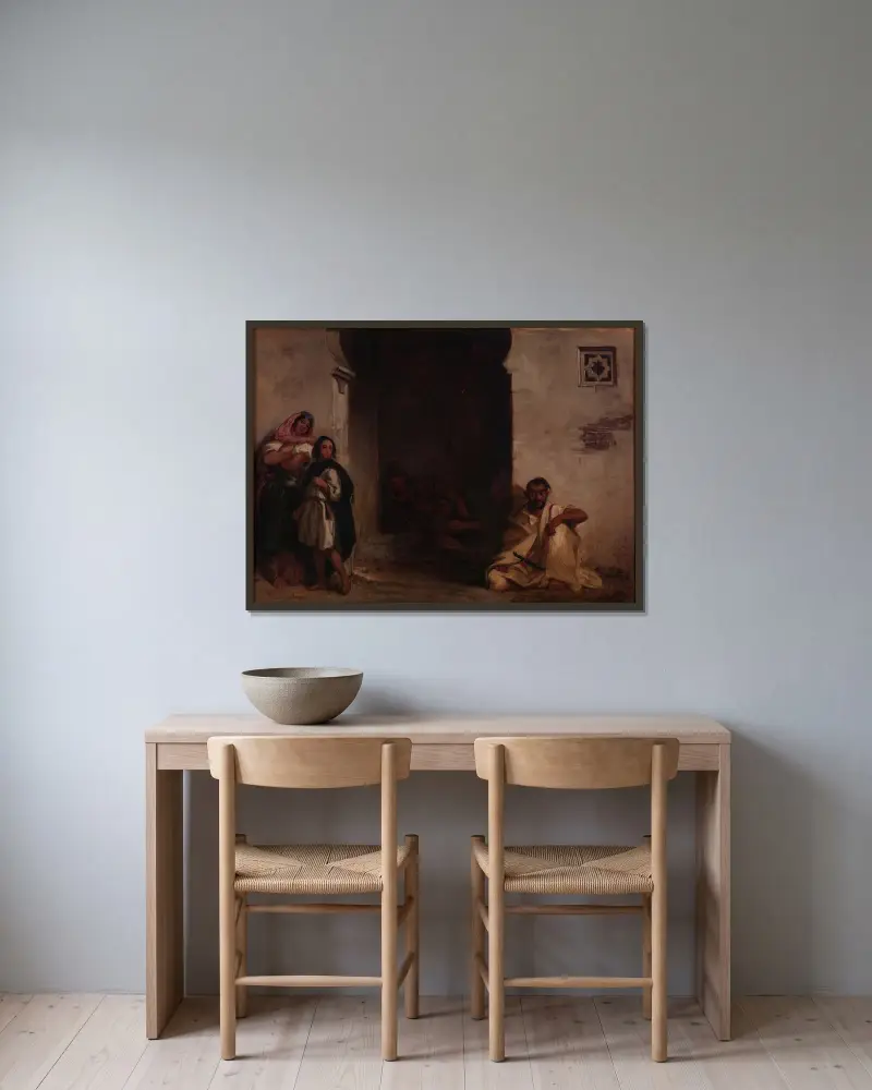 Straße in Meknes von Eugène Delacroix gerahmt an einer Wand