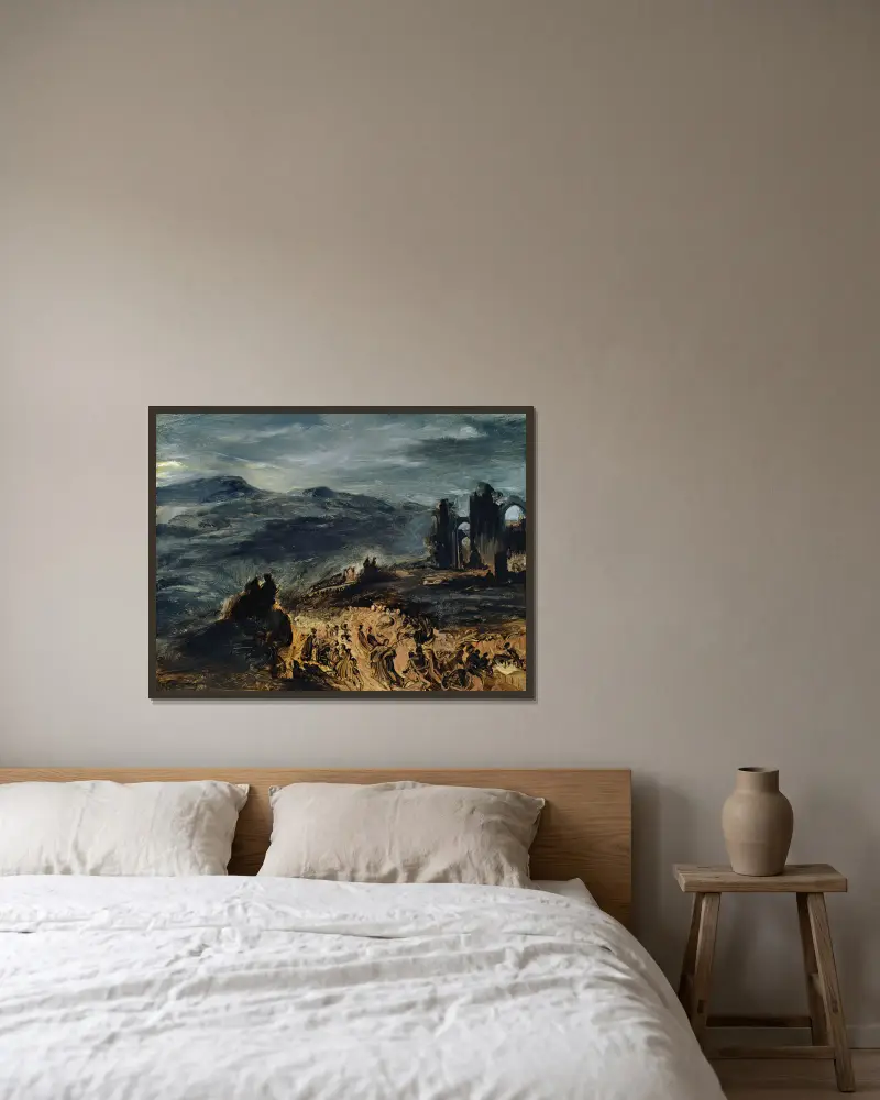 Der Hexensabbat von Eugène Delacroix gerahmt an einer Wand