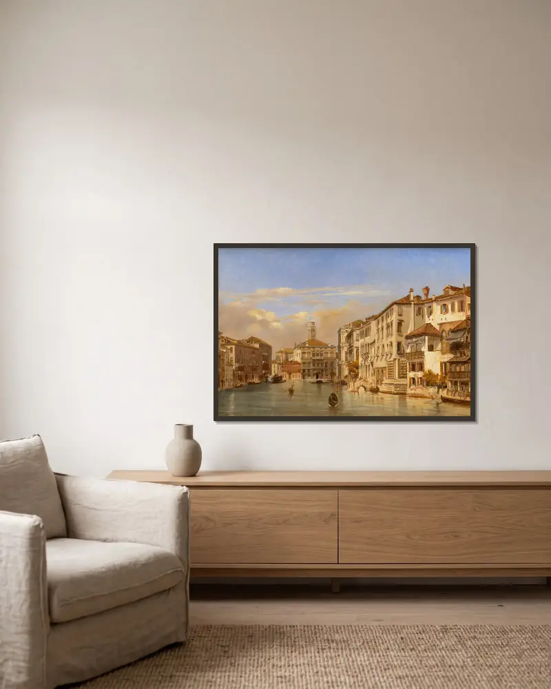 Gondoles sur le Grand canal, Venise av Eugène Flandin inramad på en vägg