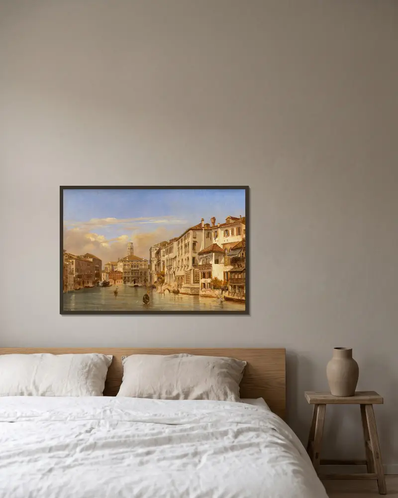 Gondoles sur le Grand canal, Venise av Eugène Flandin inramad på en vägg