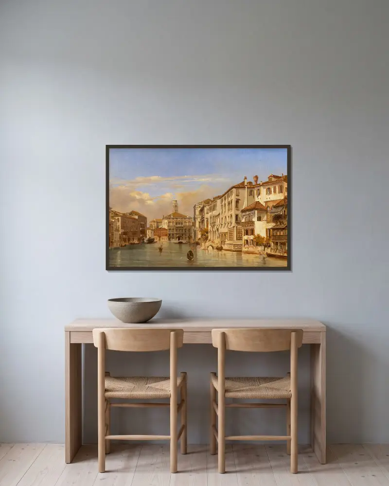 Gondoles sur le Grand canal, Venise av Eugène Flandin inramad på en vägg