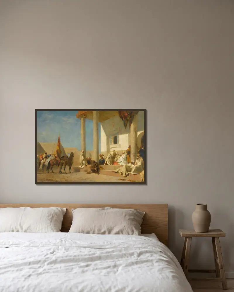 Audienz bei einem Kalifen (Sahara) von Eugène Fromentin gerahmt an einer Wand