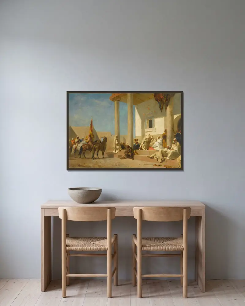 Audienz bei einem Kalifen (Sahara) von Eugène Fromentin gerahmt an einer Wand