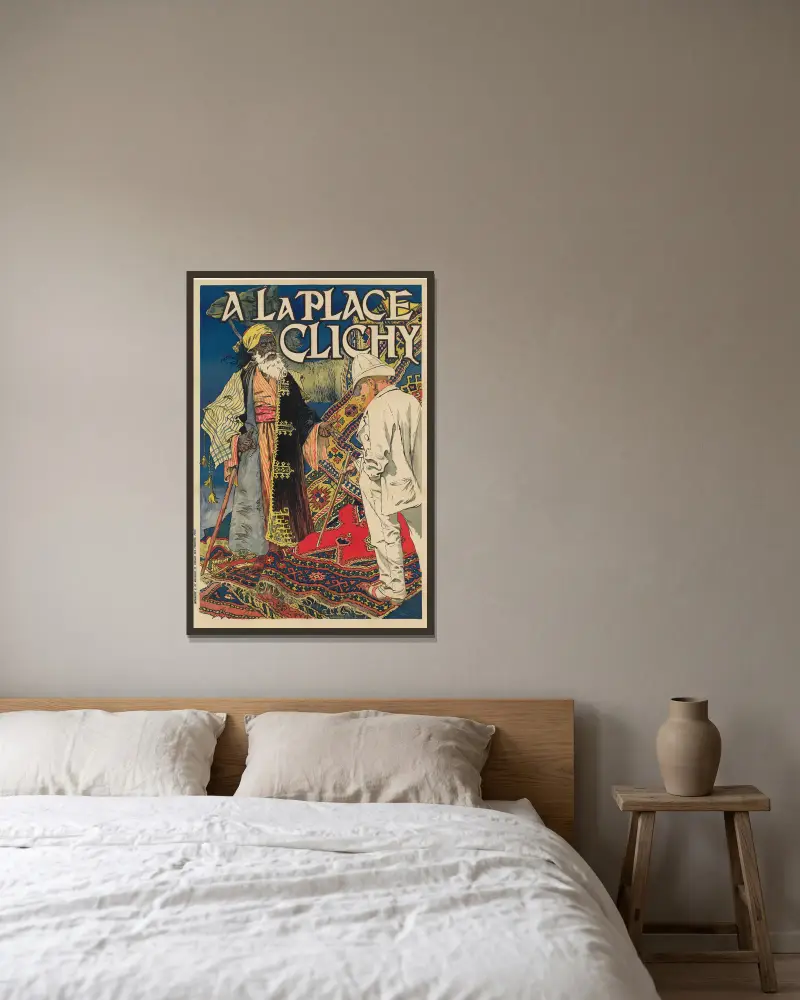 A la Place Clichy. Lundi 14 septembre – tapis français et orientaux av Eugène Grasset inramad på en vägg