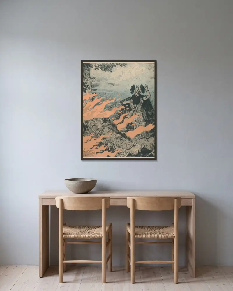 Plakat für Die Walküre von Richard Wagner von Eugène Grasset gerahmt an einer Wand