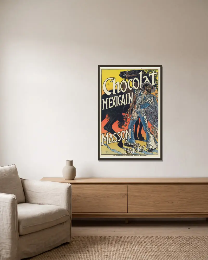 Chocolat mexicain Masson, Paris av Eugène Grasset inramad på en vägg