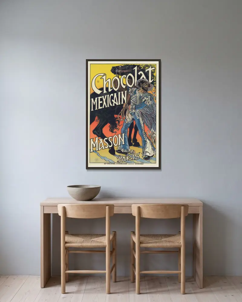 Chocolat mexicain Masson, Paris av Eugène Grasset inramad på en vägg
