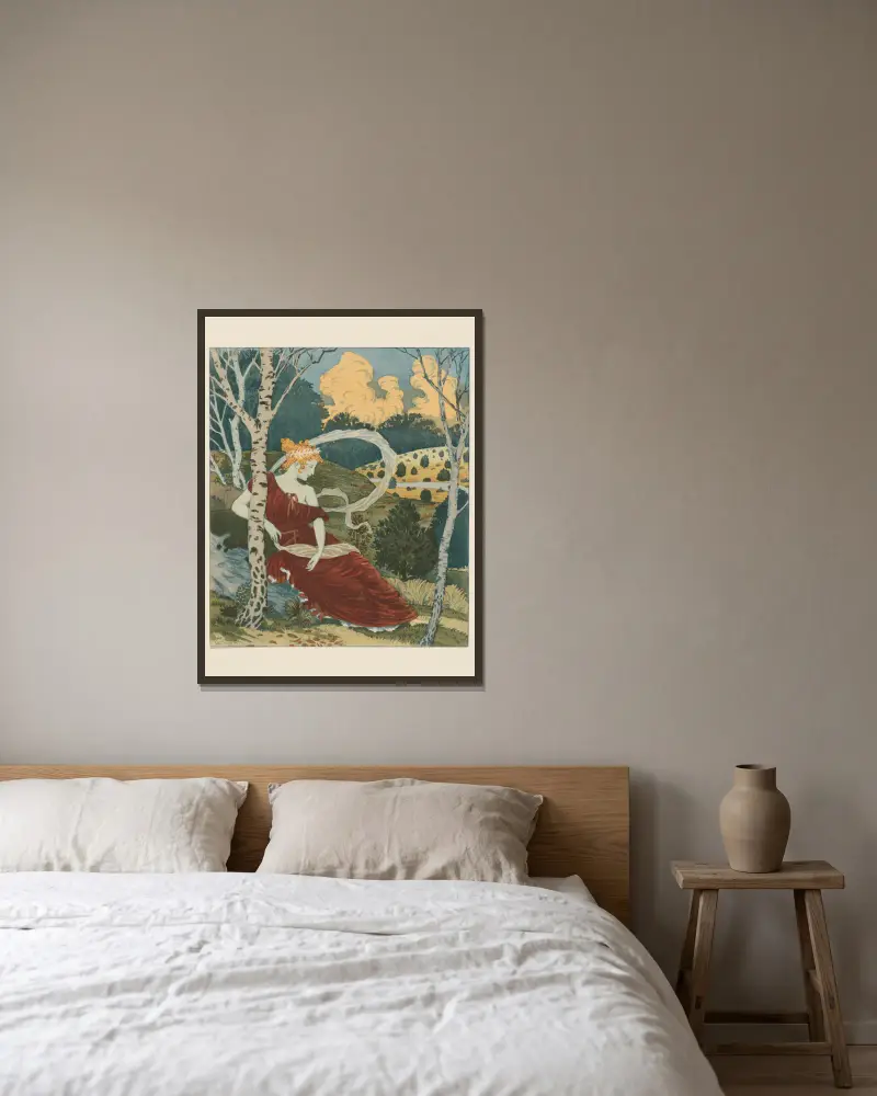 V lese, Eugène Grasset v rámu na stěně
