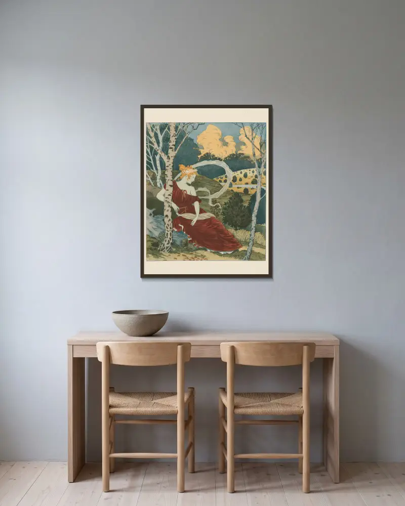 V lese, Eugène Grasset v rámu na stěně