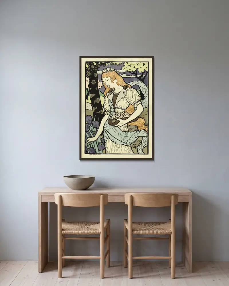 Exposition des artistes-décorateurs av Eugène Grasset inramad på en vägg