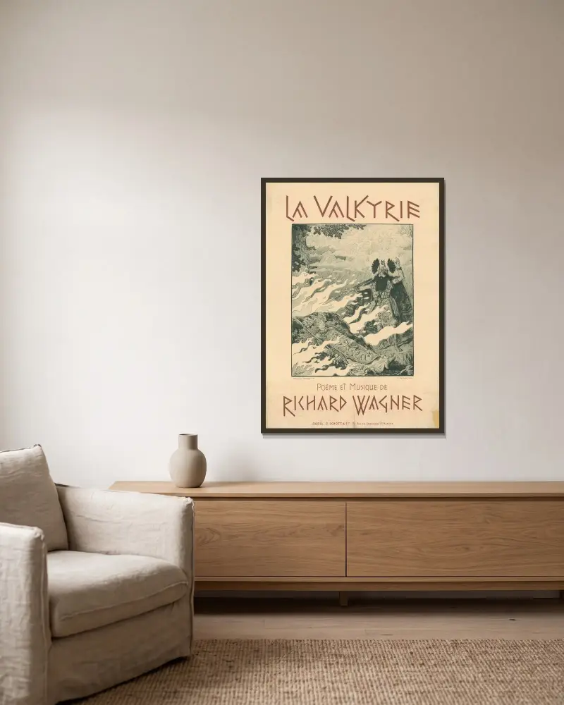 La Valkyrie. Poème et Musique de Richard Wagner av Eugène Grasset inramad på en vägg
