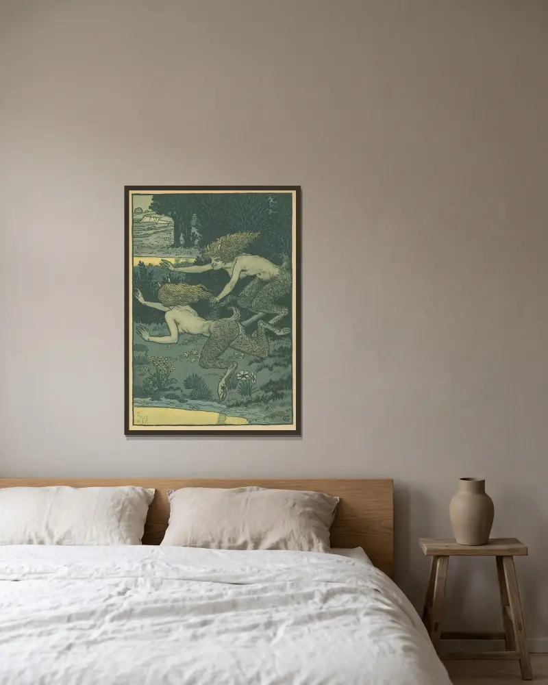De små faunerna av Eugène Grasset inramad på en vägg