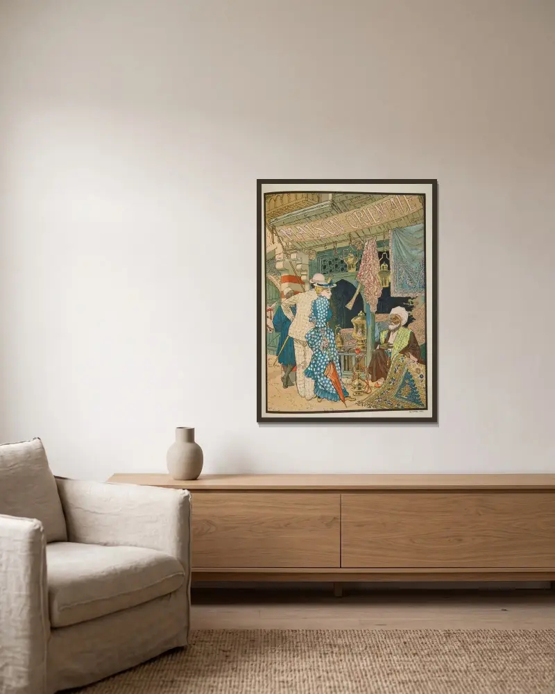 Maison Orientale av Eugène Grasset inramad på en vägg