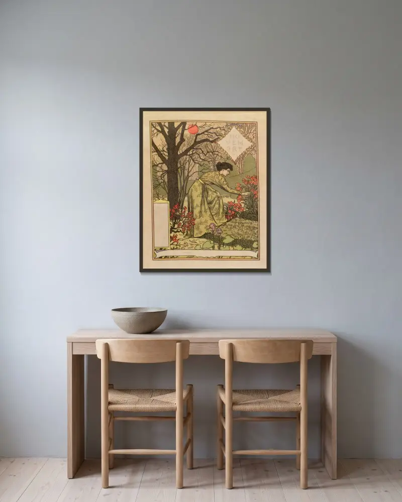 November av Eugène Grasset inramad på en vägg