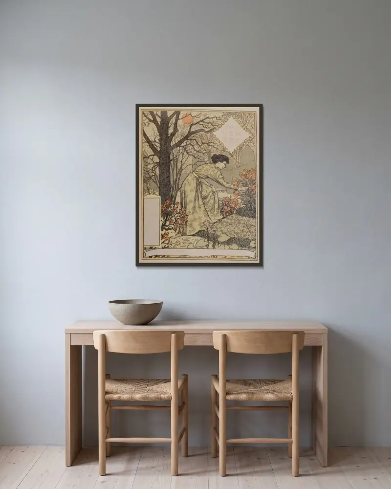 November av Eugène Grasset inramad på en vägg