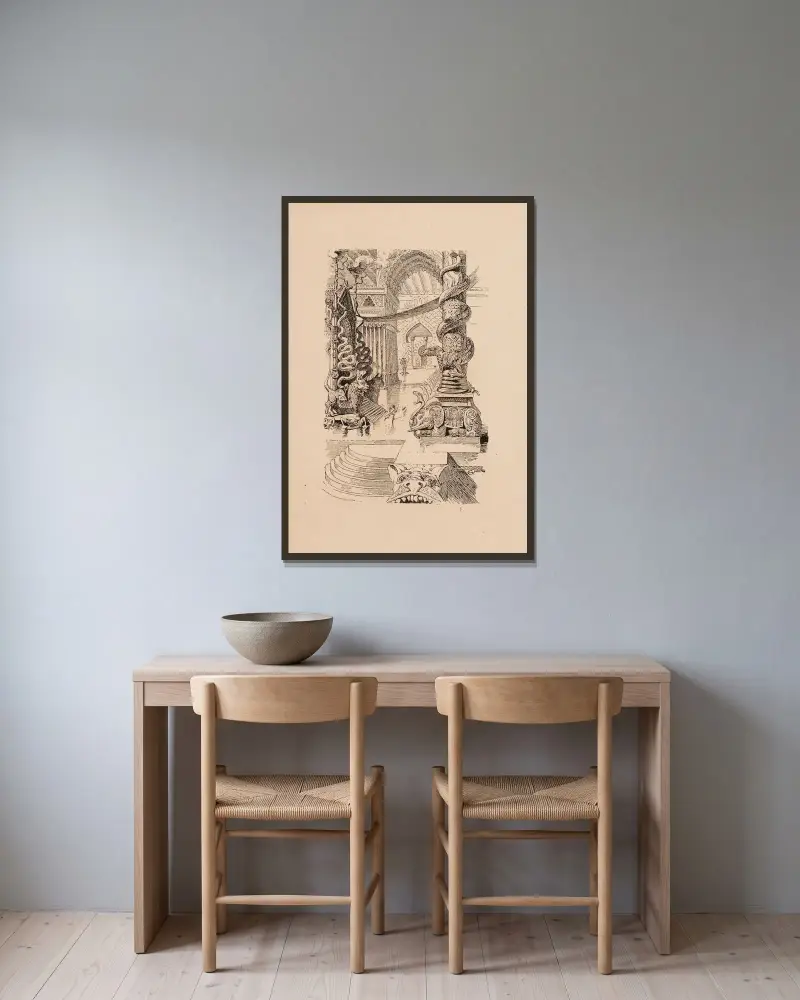 Pécopin dans le palais du géant av Eugène Grasset inramad på en vägg