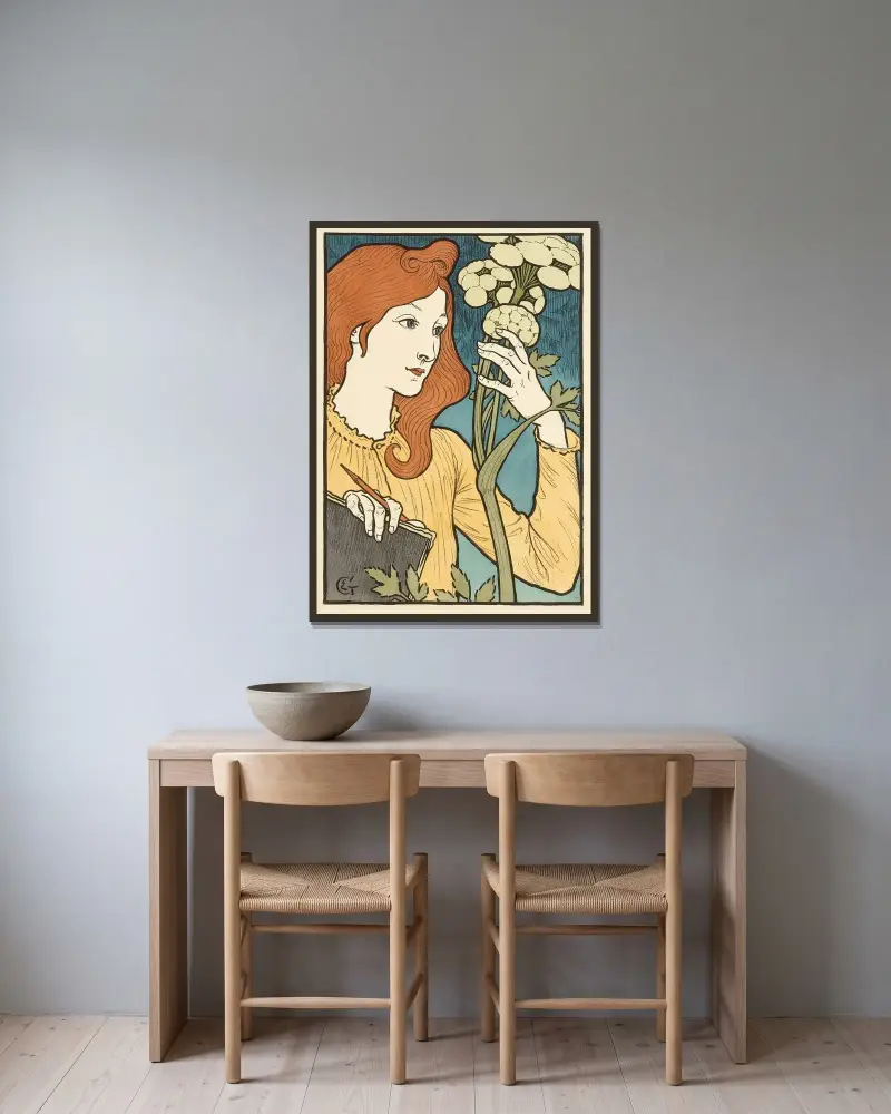 Salon des Cent av Eugène Grasset inramad på en vägg