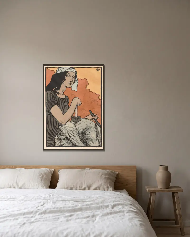 Sochařka, Eugène Grasset v rámu na stěně