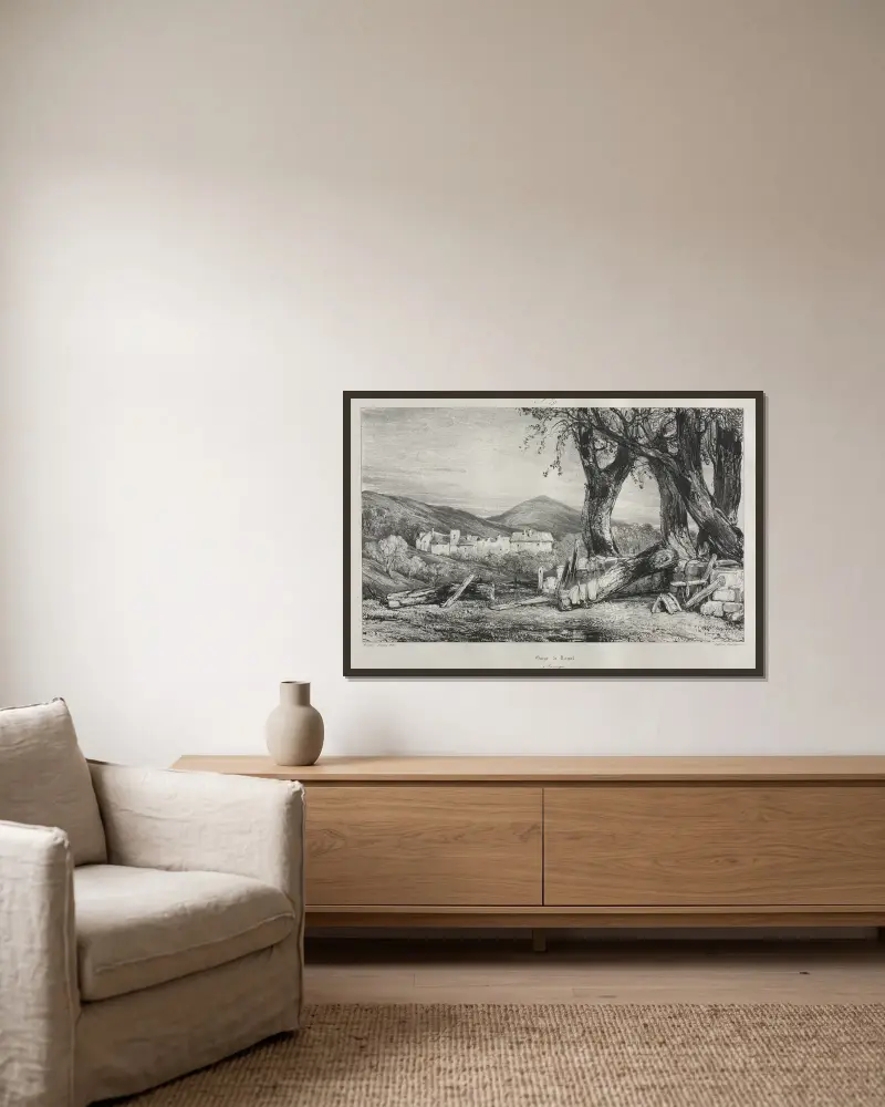 Gorge of Royat av Eugène Isabey inramad på en vägg