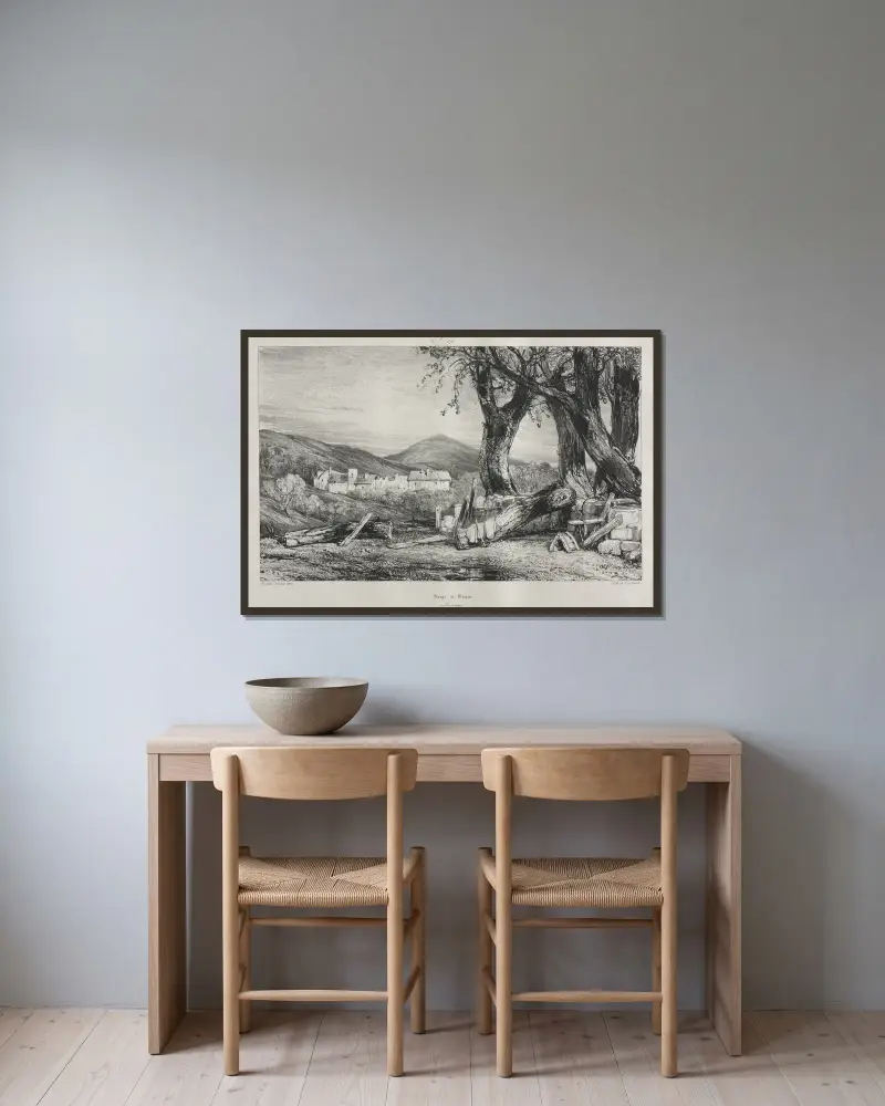 Gorge of Royat av Eugène Isabey inramad på en vägg