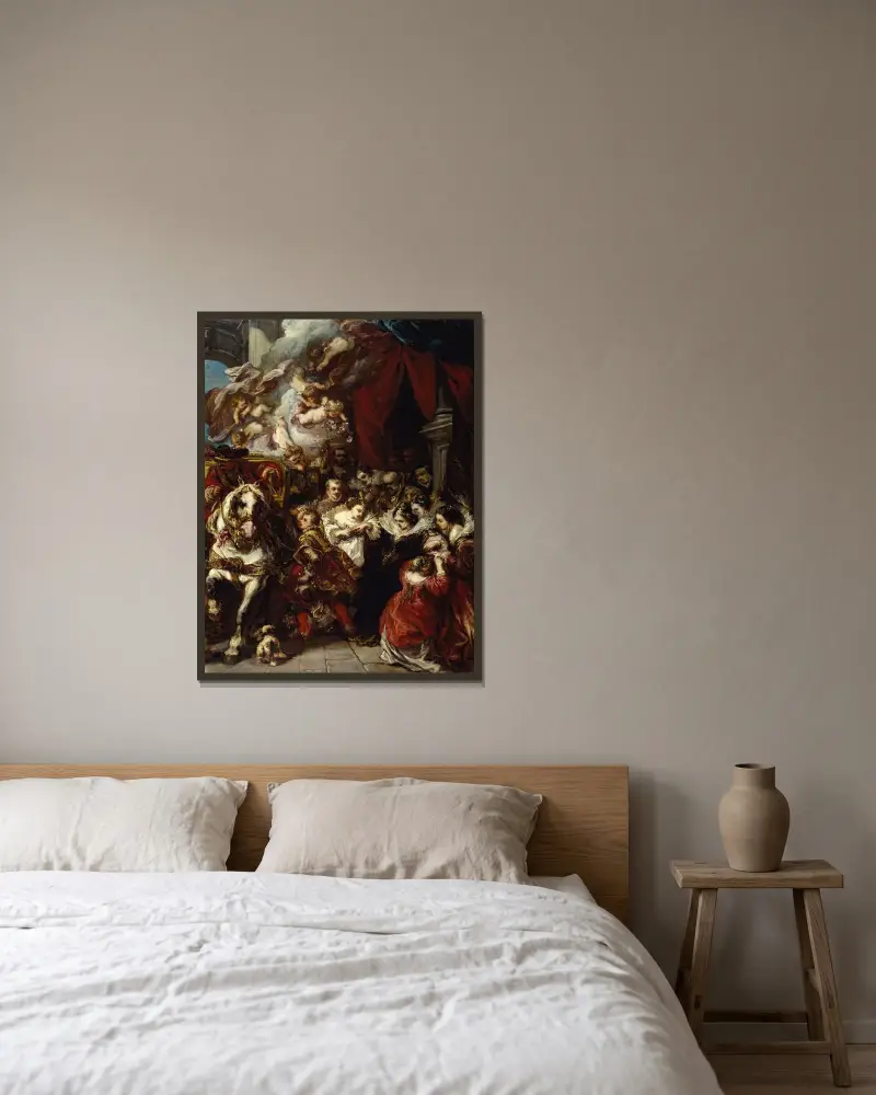 Die Abreise Elisabeths von Frankreich nach Spanien von Eugène Isabey gerahmt an einer Wand