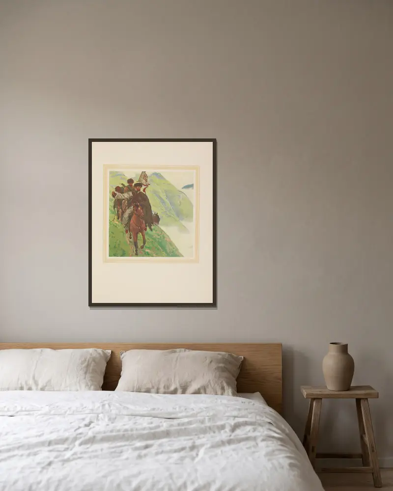 Hadschi Murat Taf. 02 von Eugene Lanceray gerahmt an einer Wand