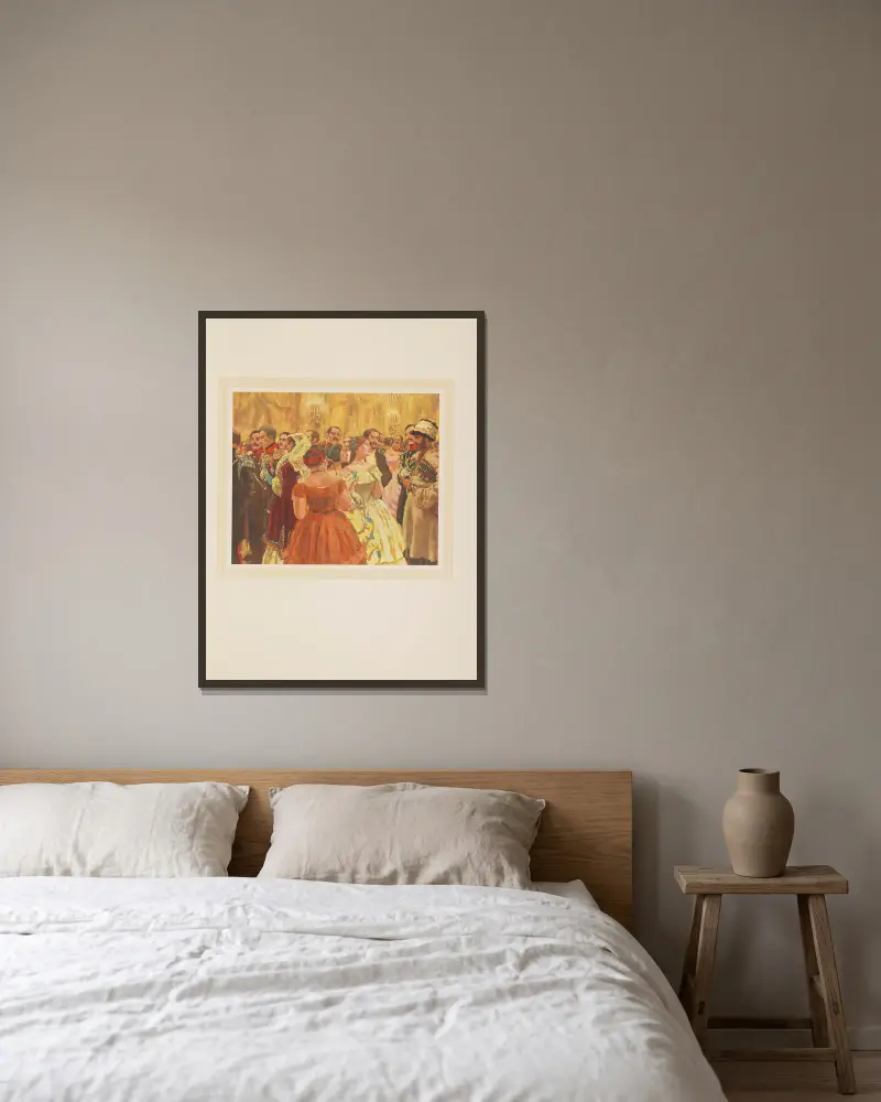 Hadschi Murat Tafel 11 von Eugene Lanceray gerahmt an einer Wand