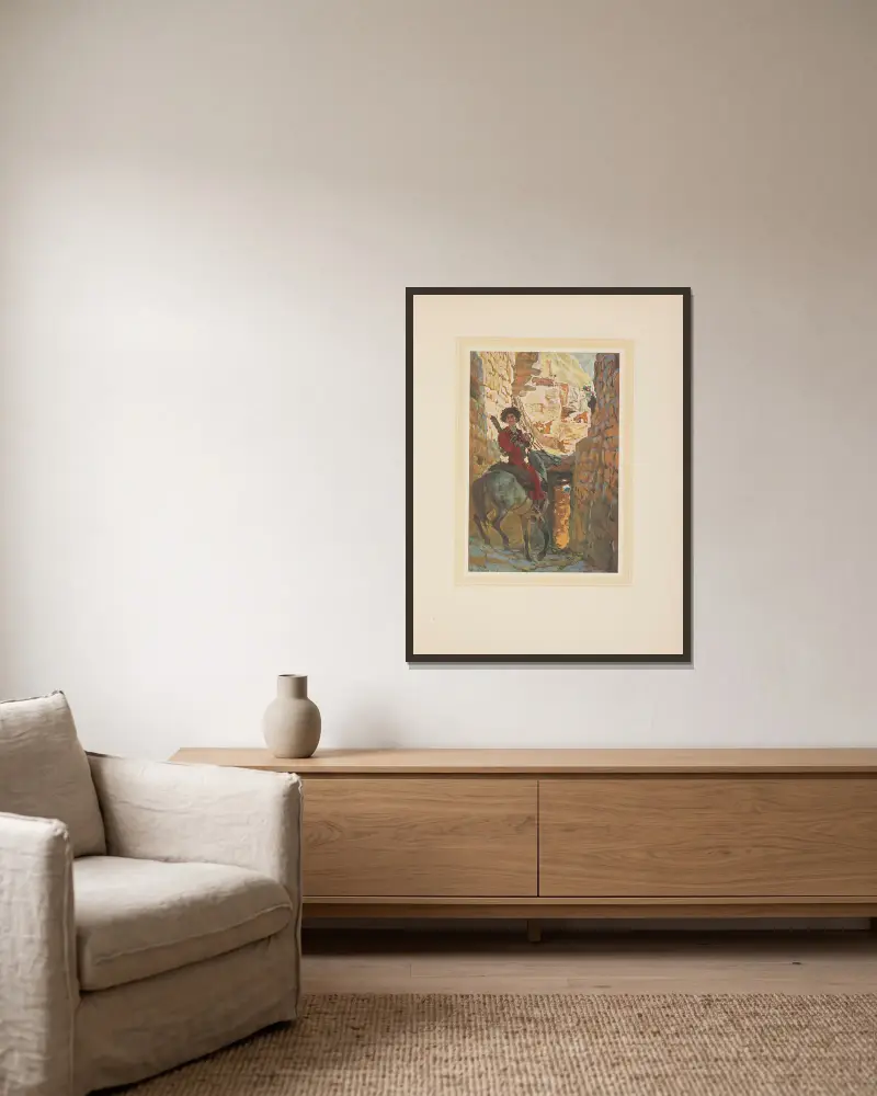 Hadschi Murat Tafel 23 von Eugene Lanceray gerahmt an einer Wand
