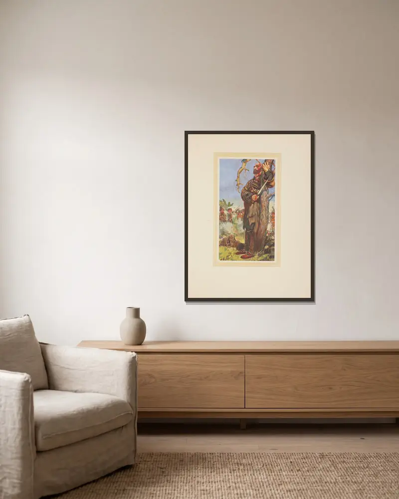 Hadschi Murat Tafel 24 von Eugene Lanceray gerahmt an einer Wand