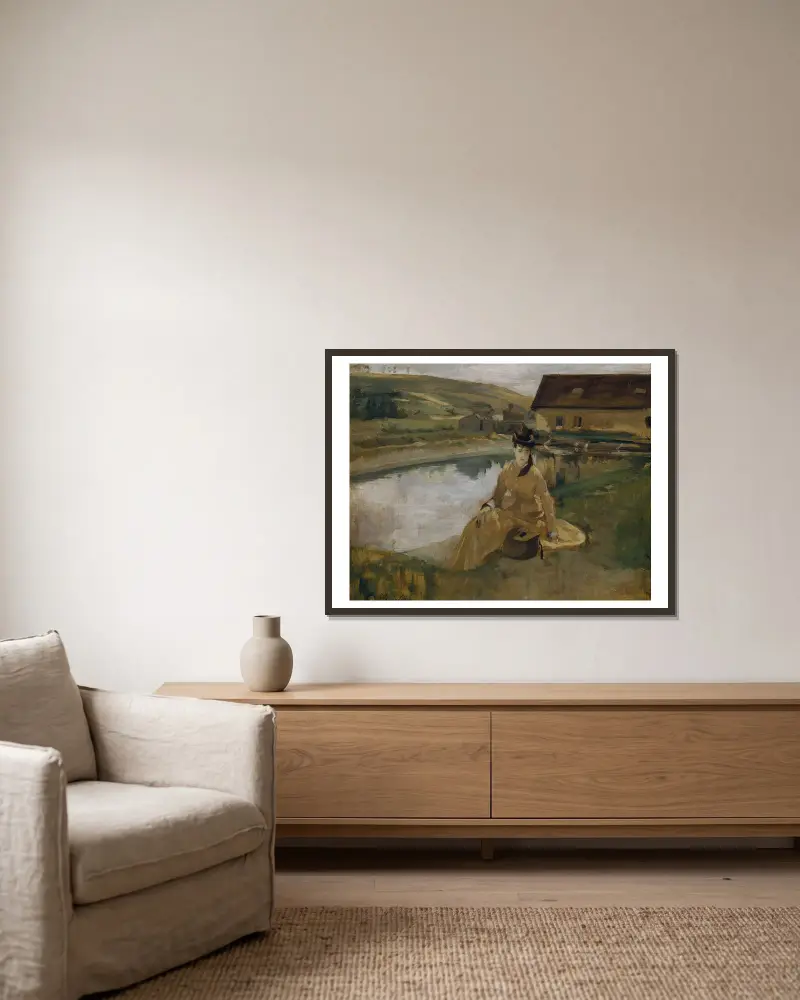 Am Wasser von Eva Gonzalès gerahmt an einer Wand