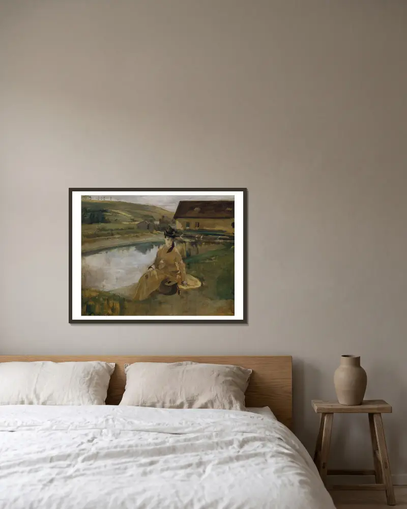 Am Wasser von Eva Gonzalès gerahmt an einer Wand