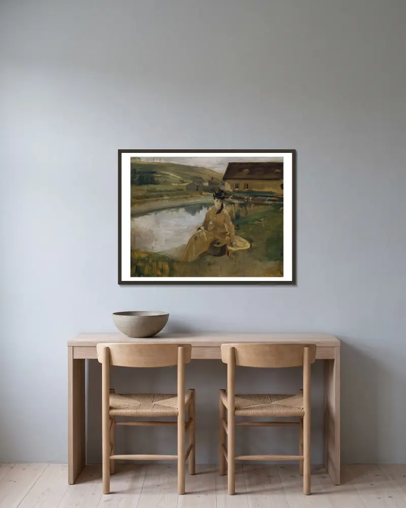 Am Wasser von Eva Gonzalès gerahmt an einer Wand